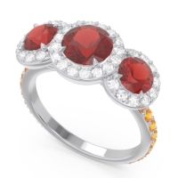 Three Stone Halo Abhra Ring