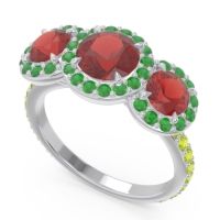 Three Stone Halo Abhra Ring
