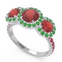Three Stone Halo Abhra Ring