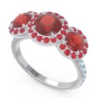 Three Stone Halo Abhra Ring