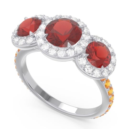 Three Stone Halo Abhra Ring