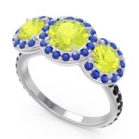 Three Stone Halo Abhra Ring