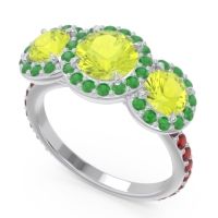 Three Stone Halo Abhra Ring