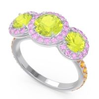 Three Stone Halo Abhra Ring