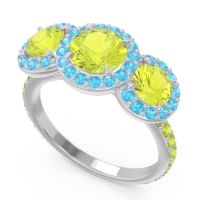 Three Stone Halo Abhra Ring