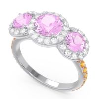 Three Stone Halo Abhra Ring