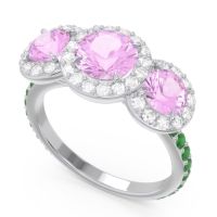 Three Stone Halo Abhra Ring