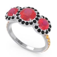 Three Stone Halo Abhra Ring