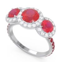 Three Stone Halo Abhra Ring