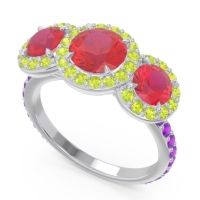 Three Stone Halo Abhra Ring
