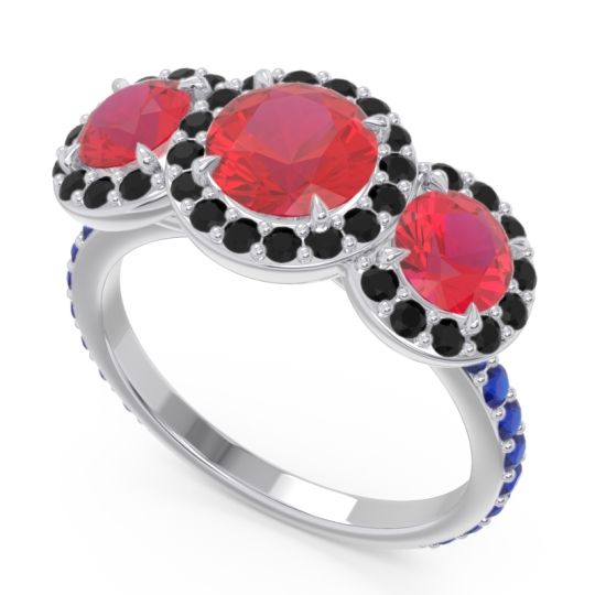 Three Stone Halo Abhra Ring