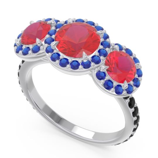 Three Stone Halo Abhra Ring