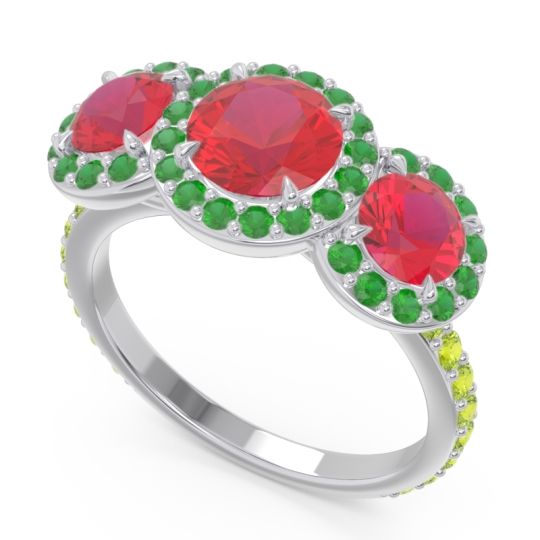 Three Stone Halo Abhra Ring