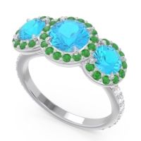 Three Stone Halo Abhra Ring