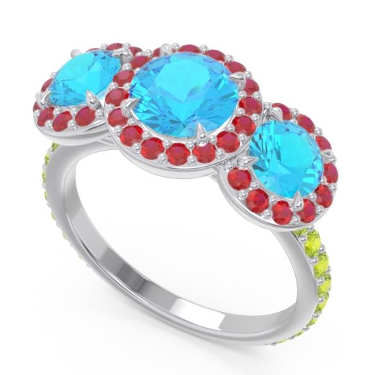 Three Stone Halo Abhra Ring