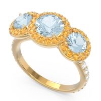 Three Stone Halo Abhra Ring