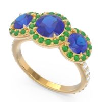 Three Stone Halo Abhra Ring