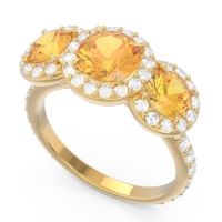 Three Stone Halo Abhra Ring