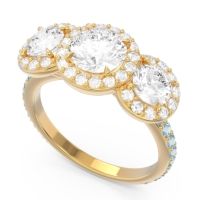 Three Stone Halo Abhra Ring
