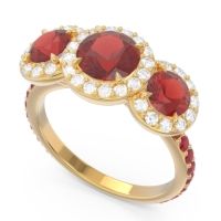 Three Stone Halo Abhra Ring