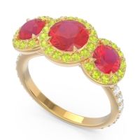 Three Stone Halo Abhra Ring
