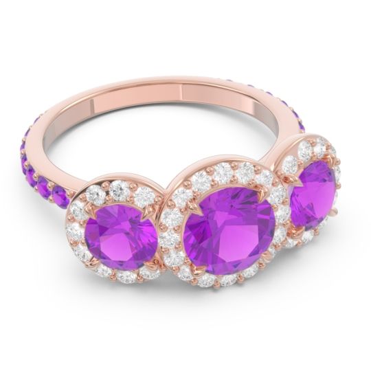 Three Stone Halo Abhra Ring