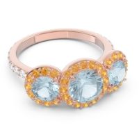 Three Stone Halo Abhra Ring