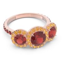Three Stone Halo Abhra Ring