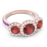 Three Stone Halo Abhra Ring