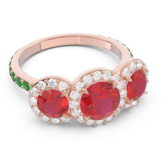 Three Stone Halo Abhra Ring