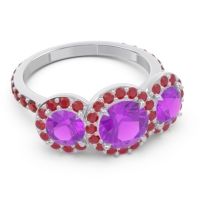 Three Stone Halo Abhra Ring