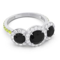 Three Stone Halo Abhra Ring