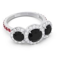 Three Stone Halo Abhra Ring