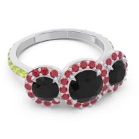 Three Stone Halo Abhra Ring