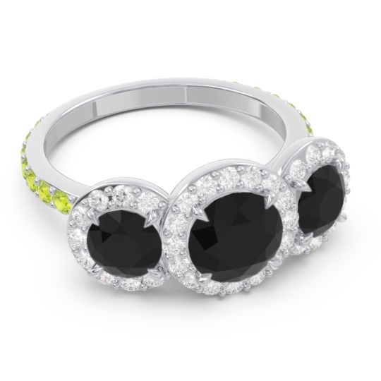 Three Stone Halo Abhra Ring