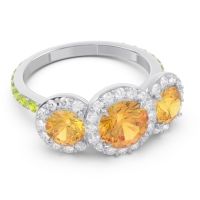 Three Stone Halo Abhra Ring