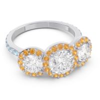 Three Stone Halo Abhra Ring
