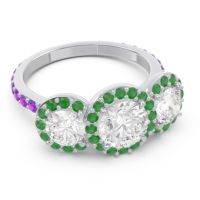 Three Stone Halo Abhra Ring