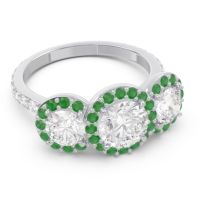 Three Stone Halo Abhra Ring