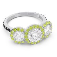 Three Stone Halo Abhra Ring