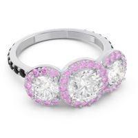 Three Stone Halo Abhra Ring