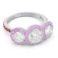 Three Stone Halo Abhra Ring