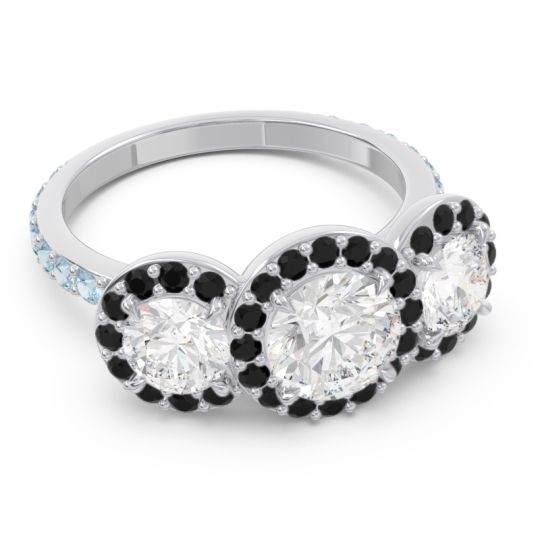 Three Stone Halo Abhra Ring