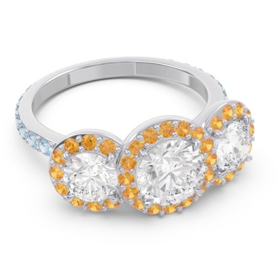 Three Stone Halo Abhra Ring