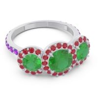 Three Stone Halo Abhra Ring