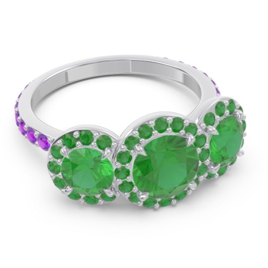 Three Stone Halo Abhra Ring