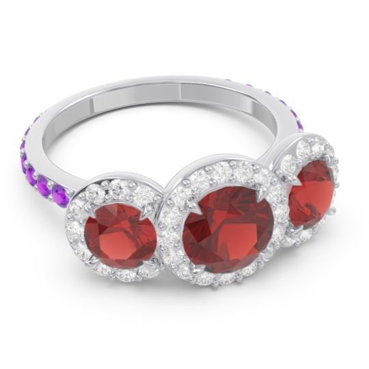 Three Stone Halo Abhra Ring