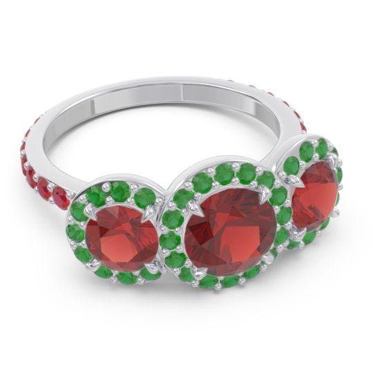 Three Stone Halo Abhra Ring