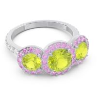 Three Stone Halo Abhra Ring