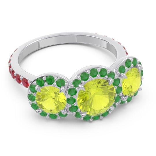 Three Stone Halo Abhra Ring